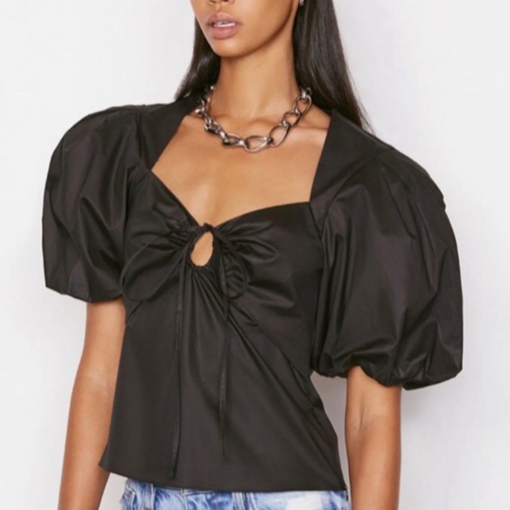 FRAME Strappy Puff Sleeve Stretch
Organic Cotton Top Size Large‎